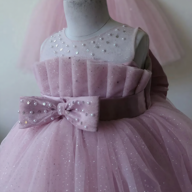 Mesh Bow Glitter Sleeveless Midi Dresses - image 4