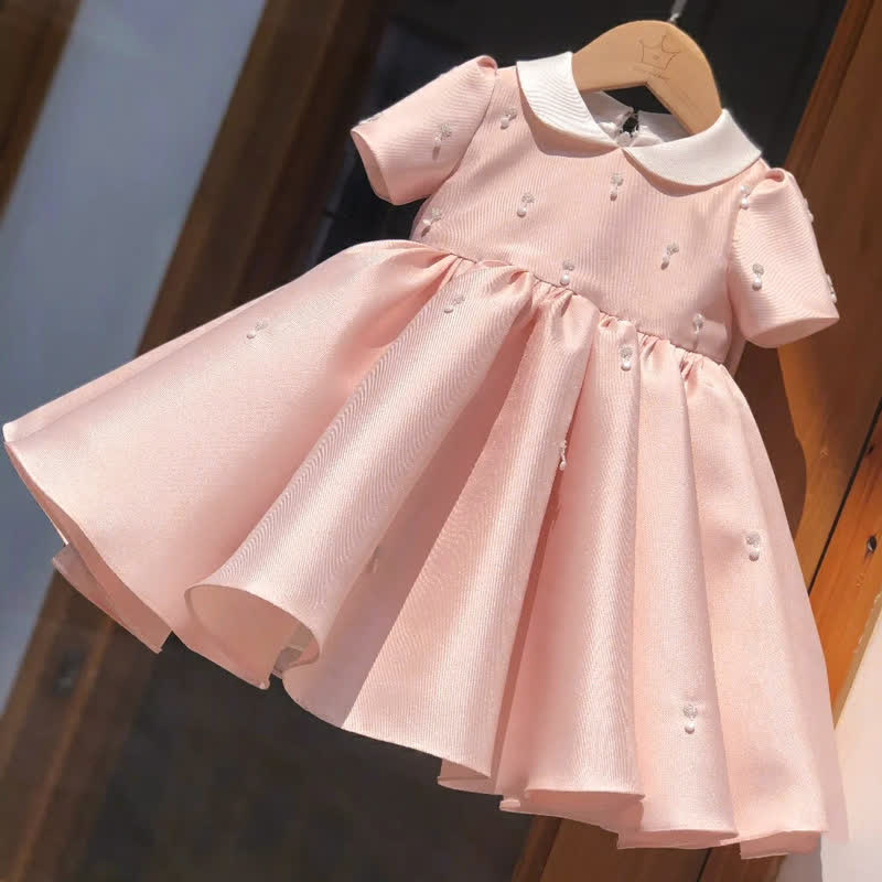 Satin Pearl Short Sleeve Midi Dresses - image 4