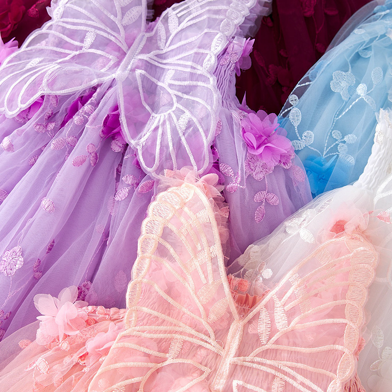 Mesh Embroidery Applique Butterfly Sleeveless Midi Dresses - image 21