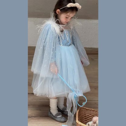 [Archive Sale] Mesh Feather-trimmed Sleeveless Maxi Dresses - image 6