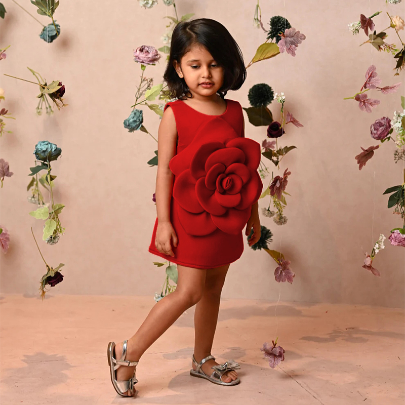 Scuba Knit Rosette Sleeveless Regular Dresses - image 19