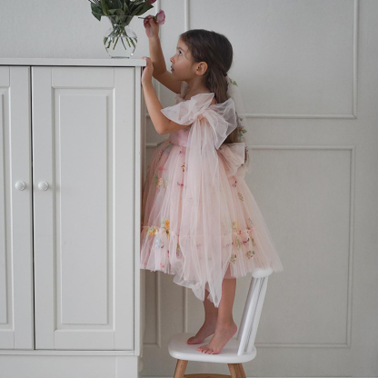 Mesh Floral-embroidered Sleeveless Mid-long Dresses - image 30