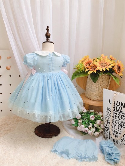 Mesh Bow Short Sleeve Midi Dresses - image 4