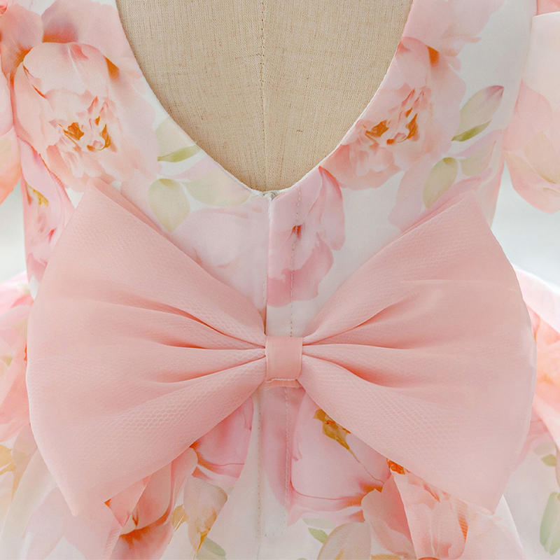 Organza Bow Printing Short Sleeve Midi Dresses - image 13