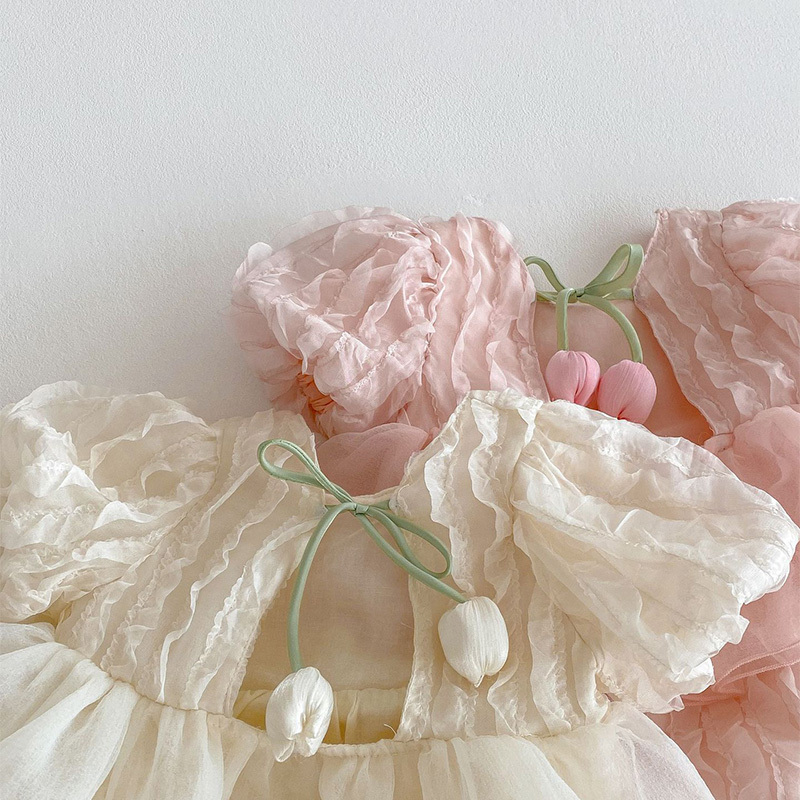 Chiffon Rosette Short Sleeve Regular Dresses - image 12