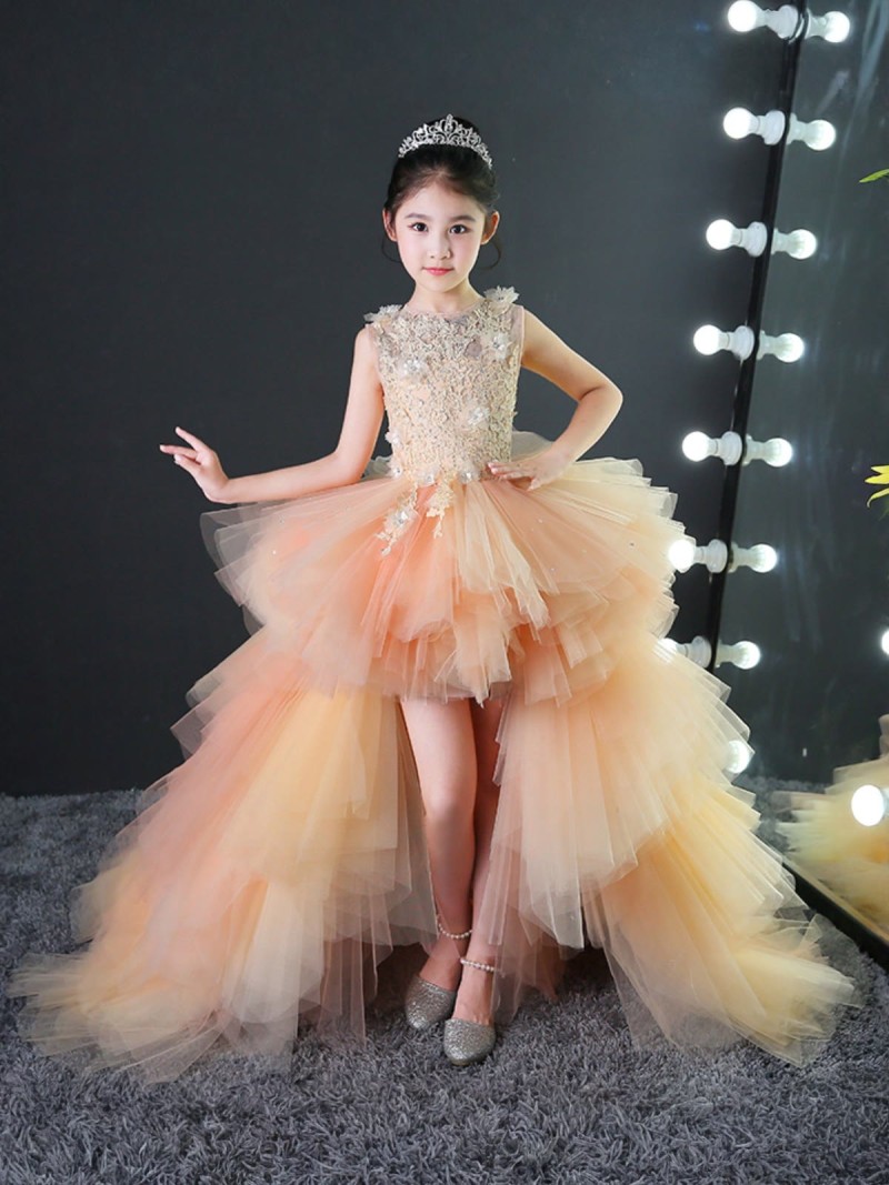 Mesh Rosette Sleeveless Midi Dresses - Champagne - 160cm - image 5
