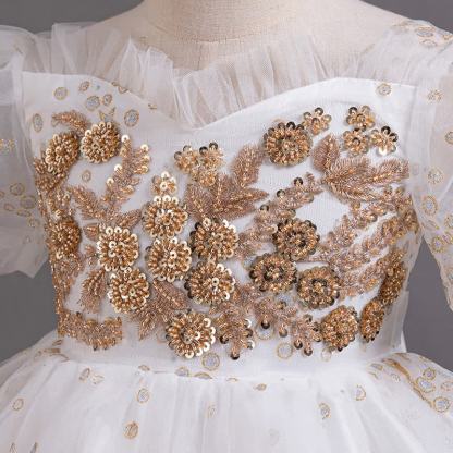 Mesh Irregular Craftsmanship Short Sleeve Long Dresses - image 6