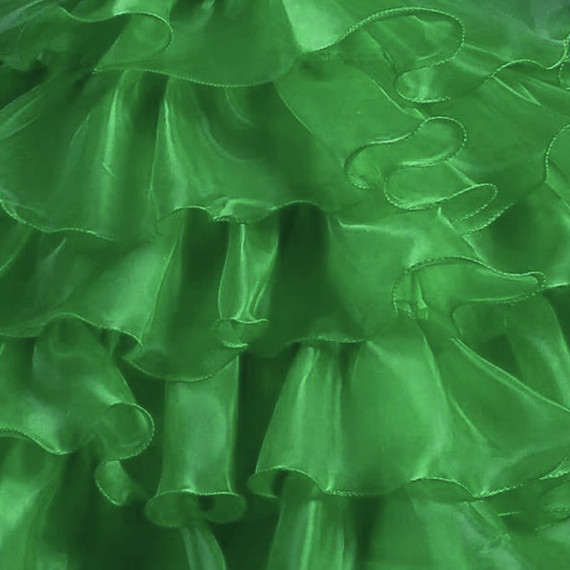 Organza Folds Sequins Bow Short Sleeve Mid-long Dresses - image 16