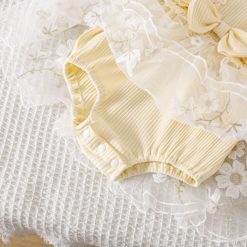 100% Cotton Split Joint Rosette Cap Sleeve Midi Bodysuit - image 10