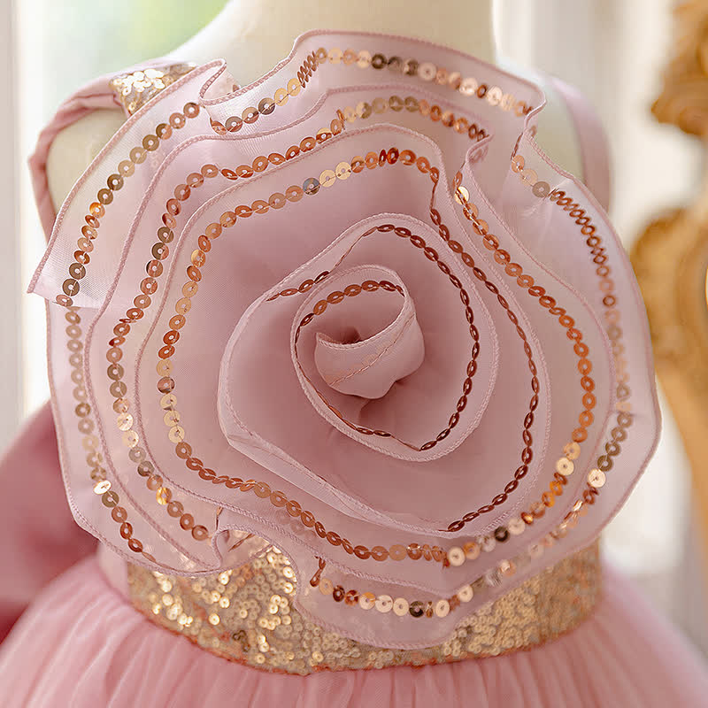 Sequins & Mesh Bow Rosette Sequins Sleeveless Maxi Dresses - image 6
