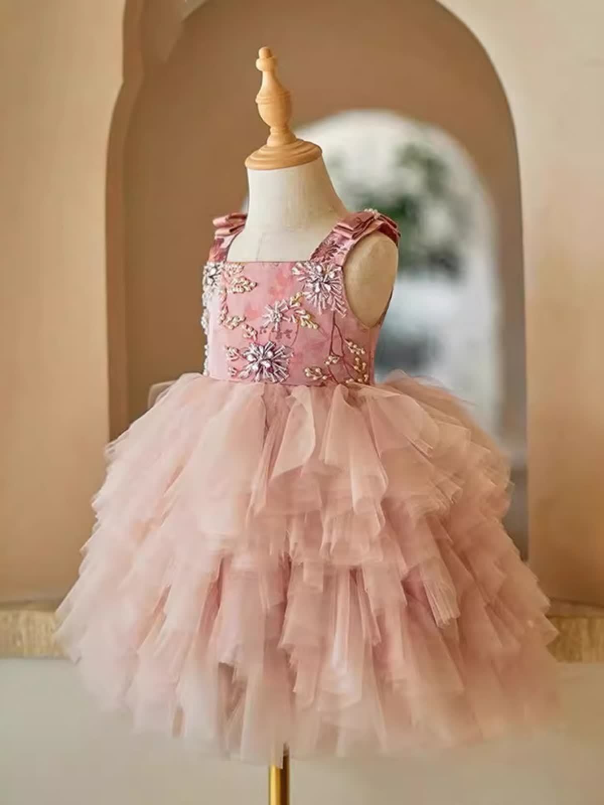Mesh Beading  Bow Sleeveless Short Dresses - image 3