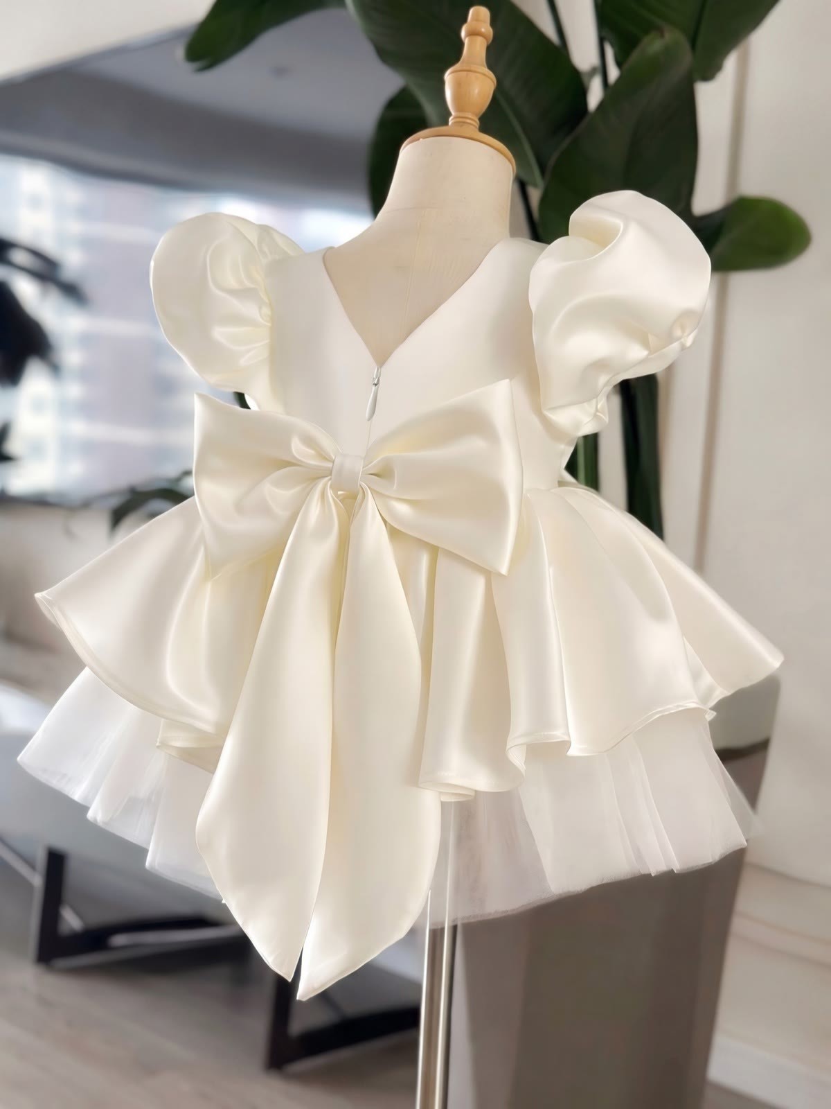 Satin Bow Short Sleeve Midi Dresses - image 11