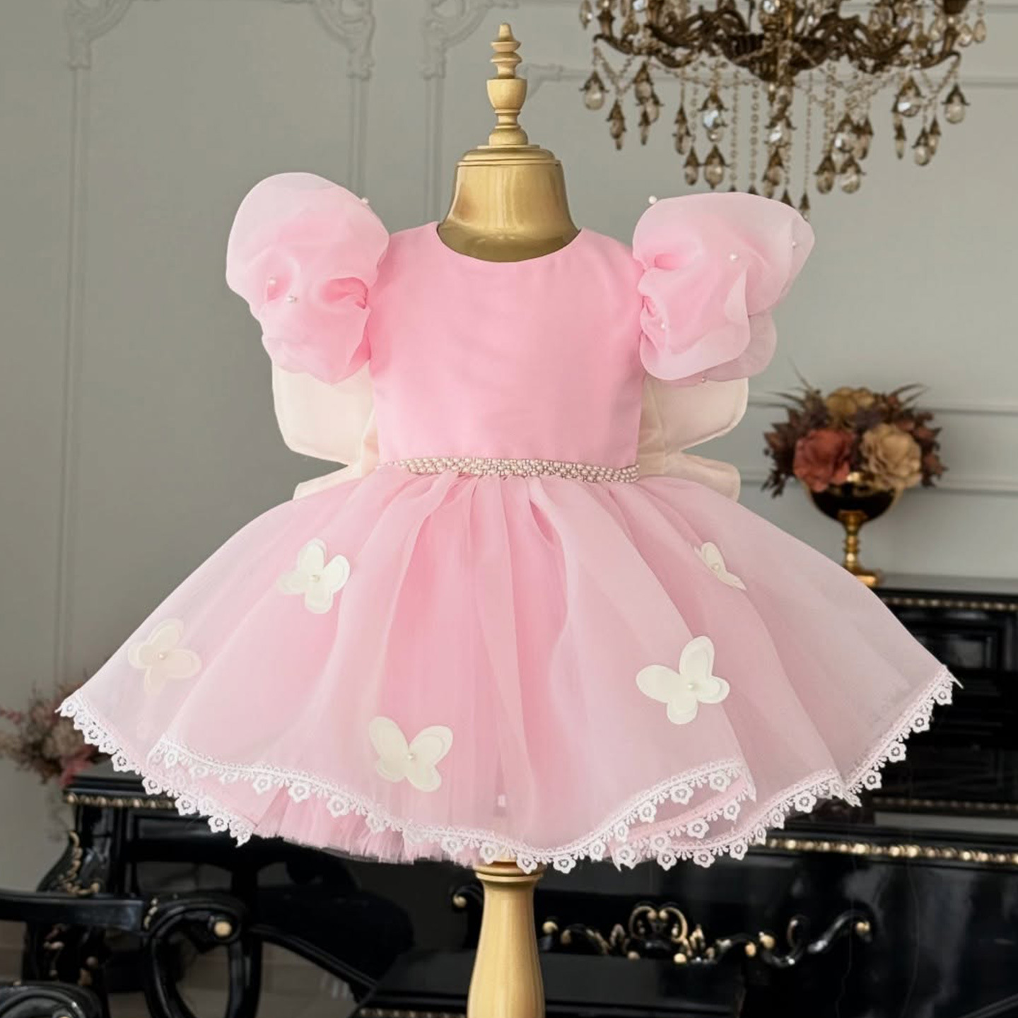 Organza Lace Edge Butterfly Short Sleeve Midi Dresses - image 6