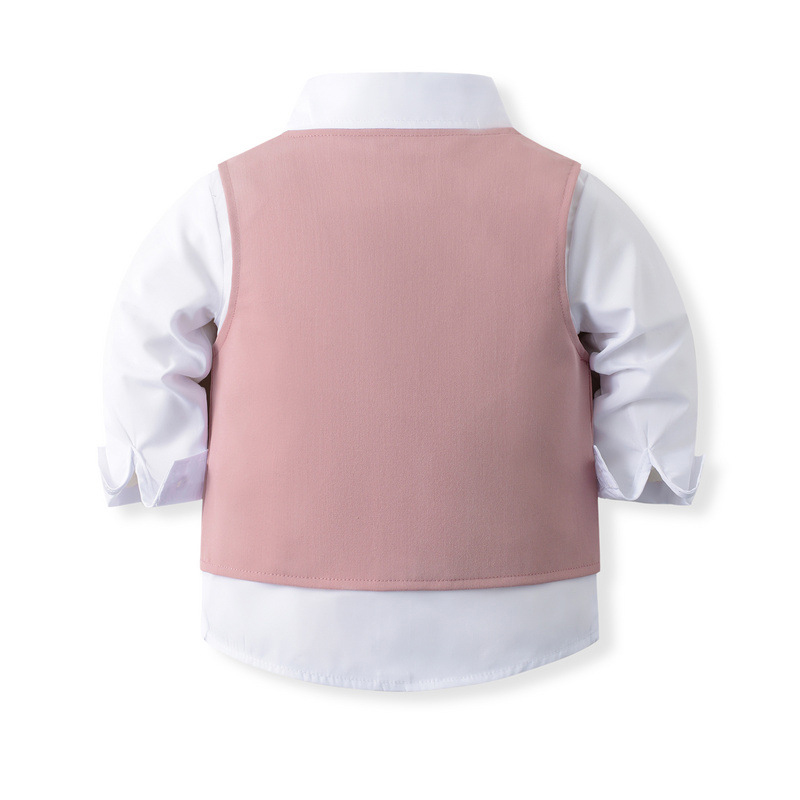 Cotton Bow Overalls Long Sleeve Regular 3-piece Formal Suit - image 7