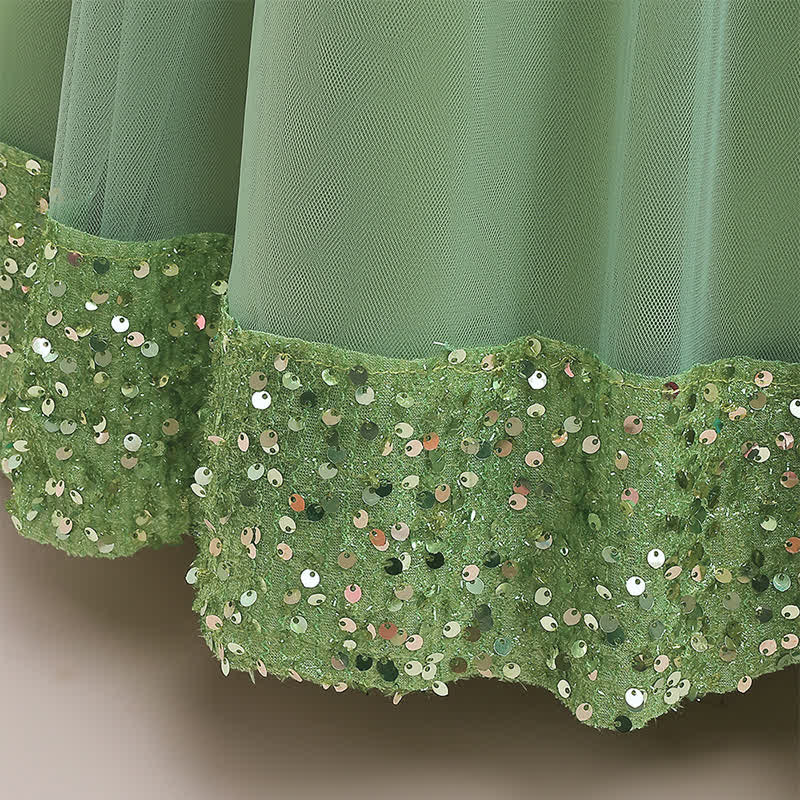 Mesh Bow Sequins Sleeveless Maxi Dresses - image 7