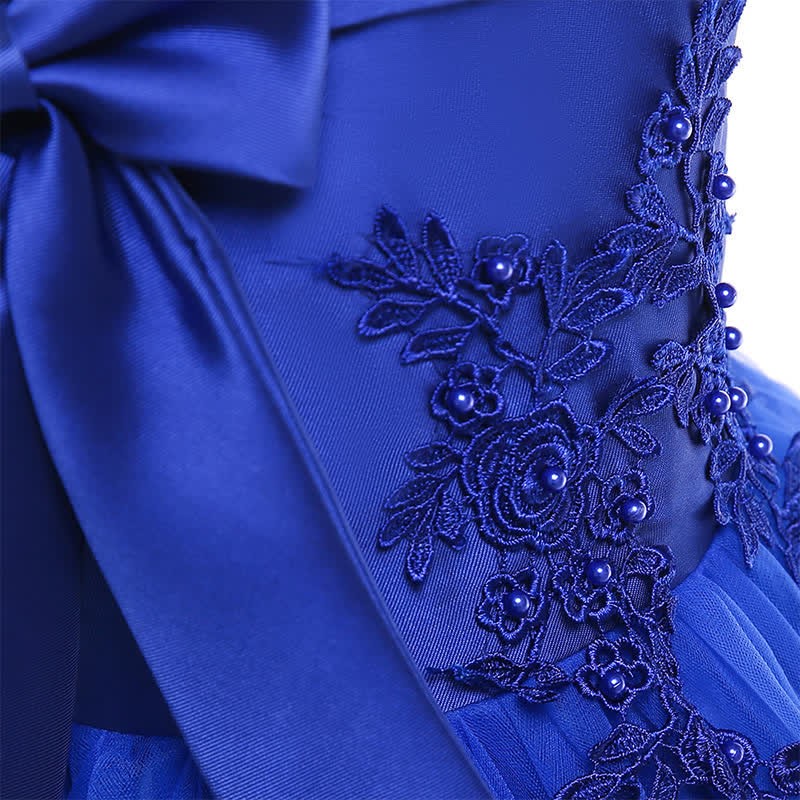 Mesh Bow Pearl Floral-embroidered Sleeveless Maxi Dresses - image 13