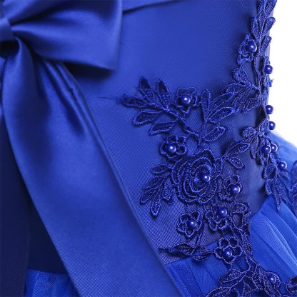 Mesh Bow Pearl Floral-embroidered Sleeveless Maxi Dresses - image 13