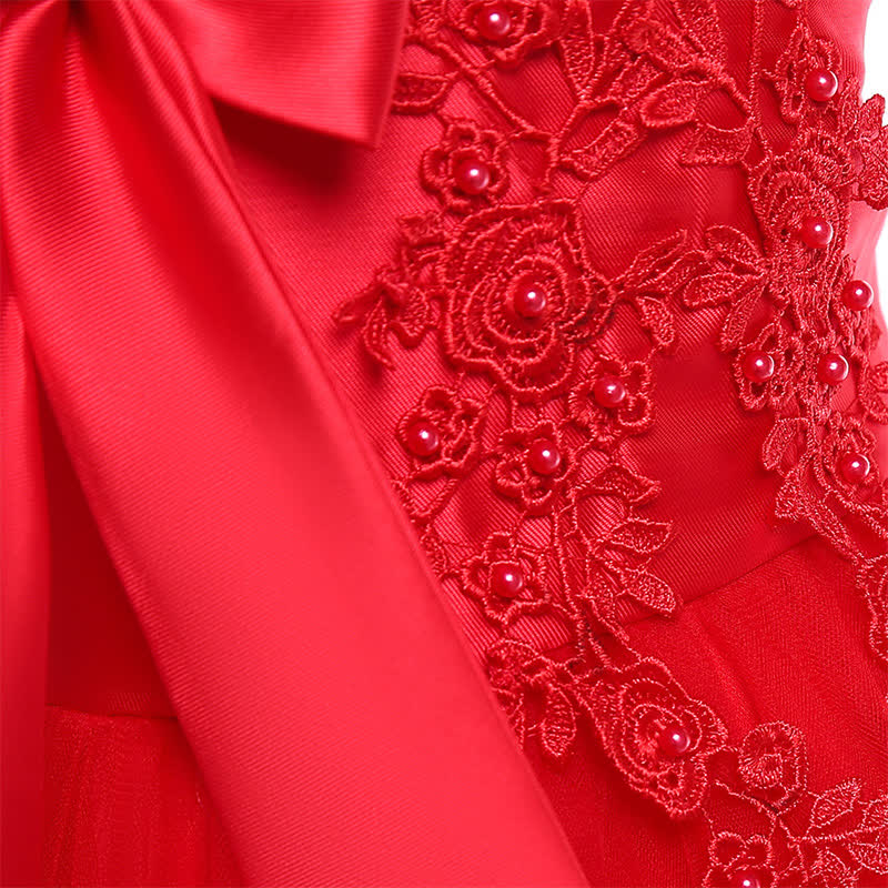 Mesh Bow Pearl Floral-embroidered Sleeveless Maxi Dresses - image 21