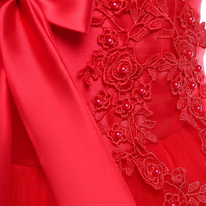 Mesh Bow Pearl Floral-embroidered Sleeveless Maxi Dresses - image 21