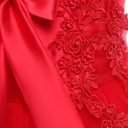 Mesh Bow Pearl Floral-embroidered Sleeveless Maxi Dresses - image 21