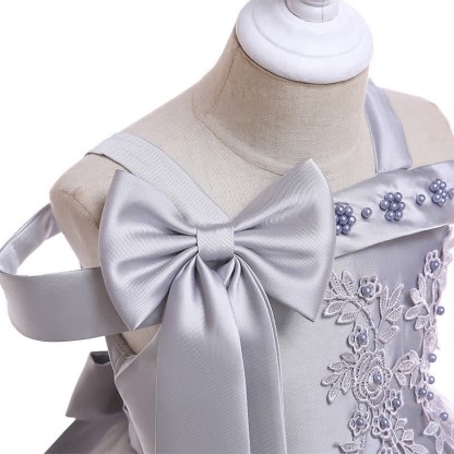 Mesh Bow Pearl Floral-embroidered Sleeveless Maxi Dresses - image 37