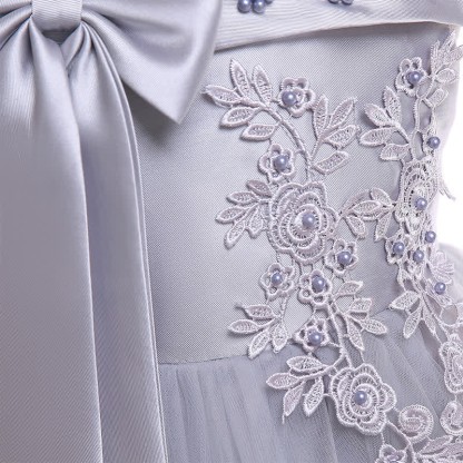 Mesh Bow Pearl Floral-embroidered Sleeveless Maxi Dresses - image 38