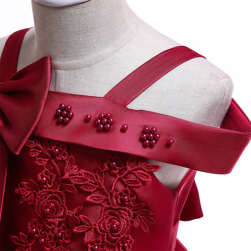 Mesh Bow Pearl Floral-embroidered Sleeveless Maxi Dresses - image 61