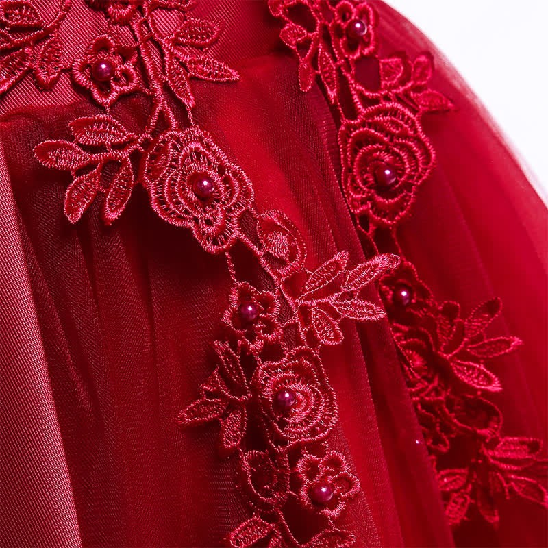 Mesh Bow Pearl Floral-embroidered Sleeveless Maxi Dresses - image 63