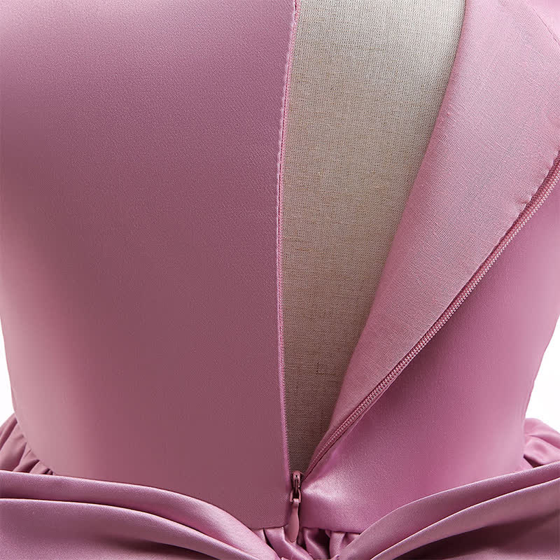 Satin Split Joint Short Sleeve Maxi Dresses - image 15