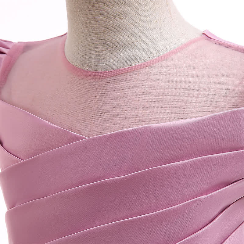 Satin Split Joint Short Sleeve Maxi Dresses - image 13