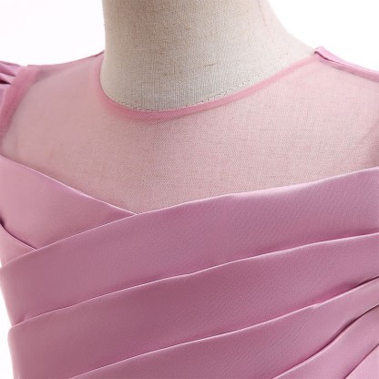 Satin Split Joint Short Sleeve Maxi Dresses - image 13