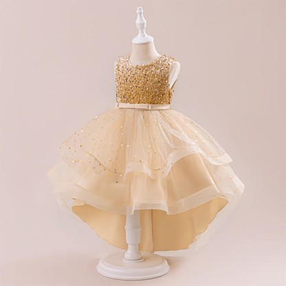 Sequins & Mesh Bow Sequins Sleeveless Maxi Dresses - image 2