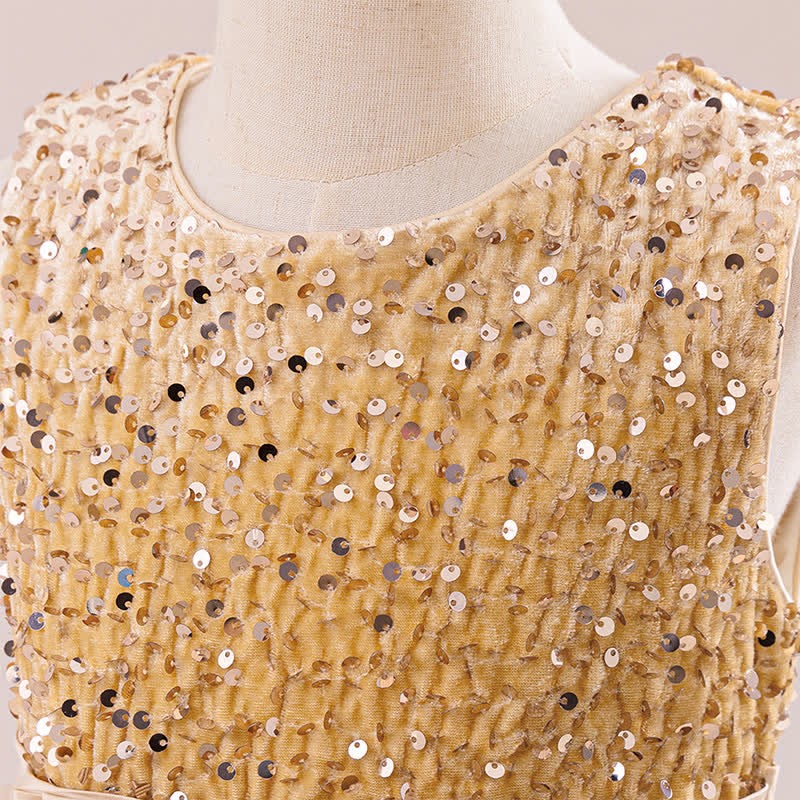 Sequins & Mesh Bow Sequins Sleeveless Maxi Dresses - image 4
