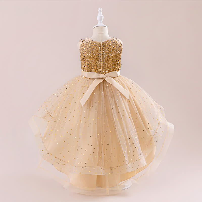 Sequins & Mesh Bow Sequins Sleeveless Maxi Dresses - image 3