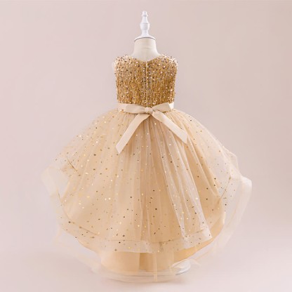 Sequins & Mesh Bow Sequins Sleeveless Maxi Dresses - image 3