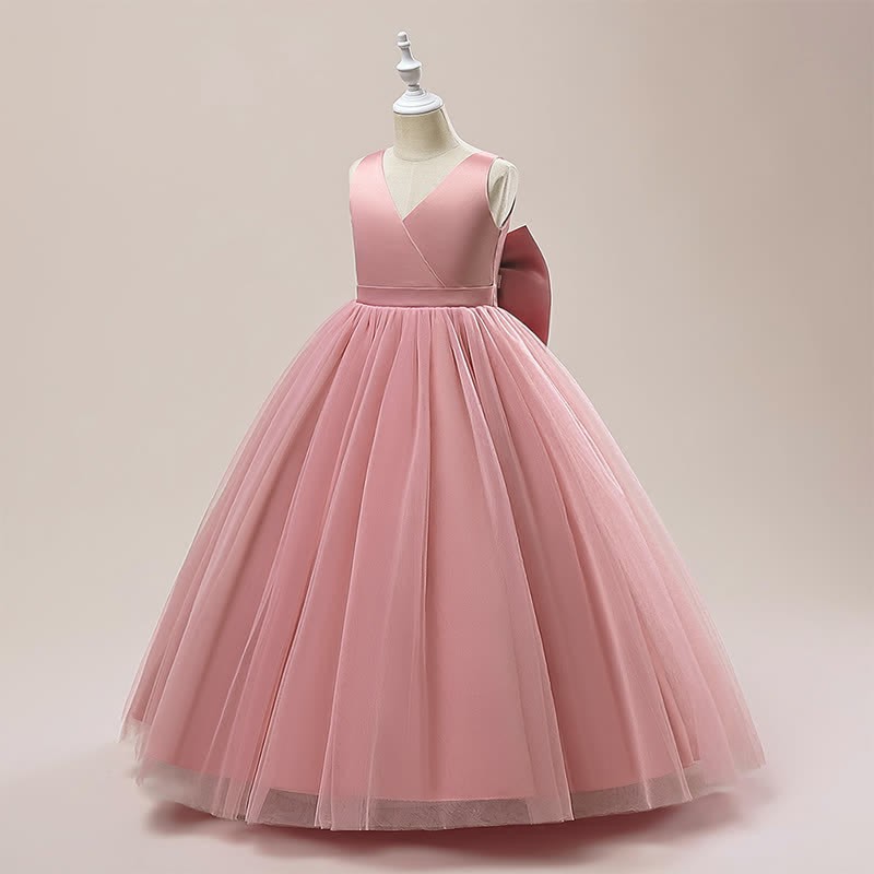 Satin & Mesh Bow Sleeveless Maxi Dresses - image 10