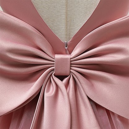 Satin & Mesh Bow Sleeveless Maxi Dresses - image 13