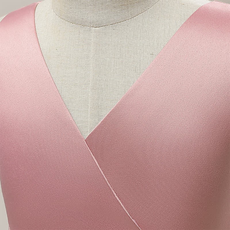 Satin & Mesh Bow Sleeveless Maxi Dresses - image 12