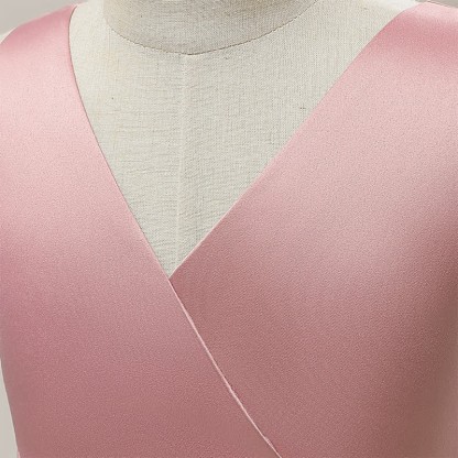 Satin & Mesh Bow Sleeveless Maxi Dresses - image 12