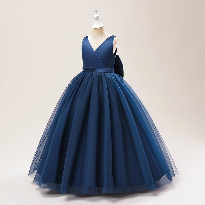 Satin & Mesh Bow Sleeveless Maxi Dresses - image 46