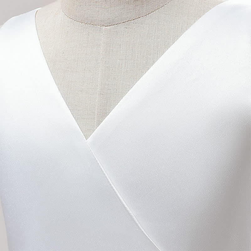 Satin & Mesh Bow Sleeveless Maxi Dresses - image 4