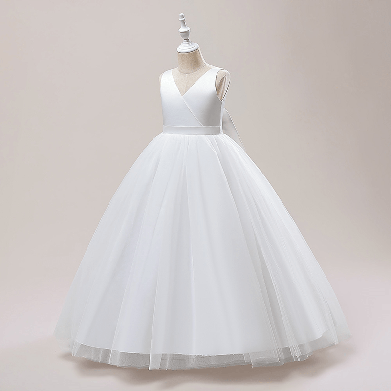 Satin & Mesh Bow Sleeveless Maxi Dresses - image 2