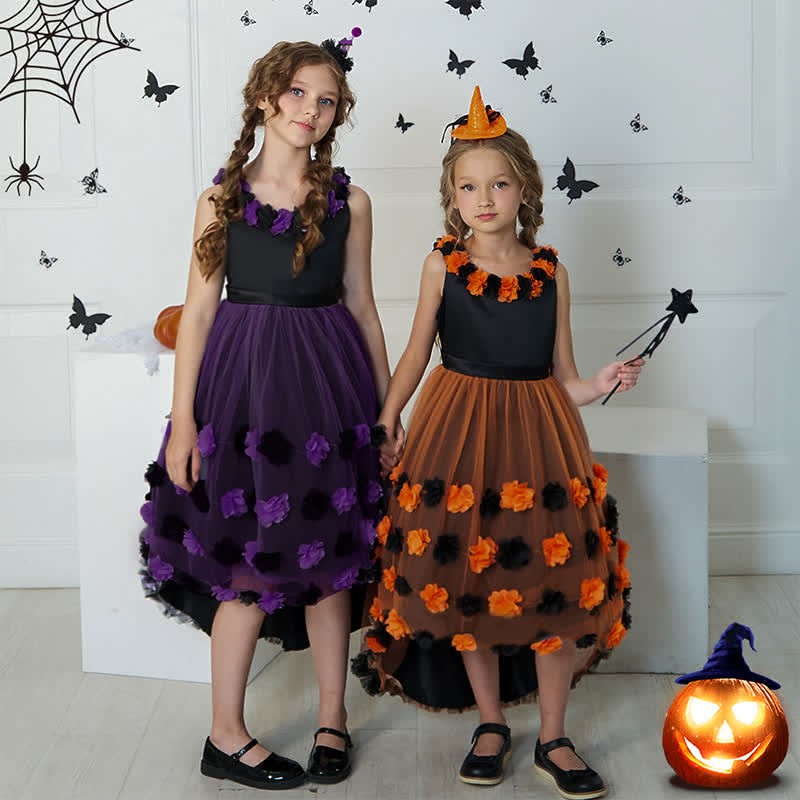 Satin & Mesh Rosette Sleeveless Mid-long Dresses - image 2