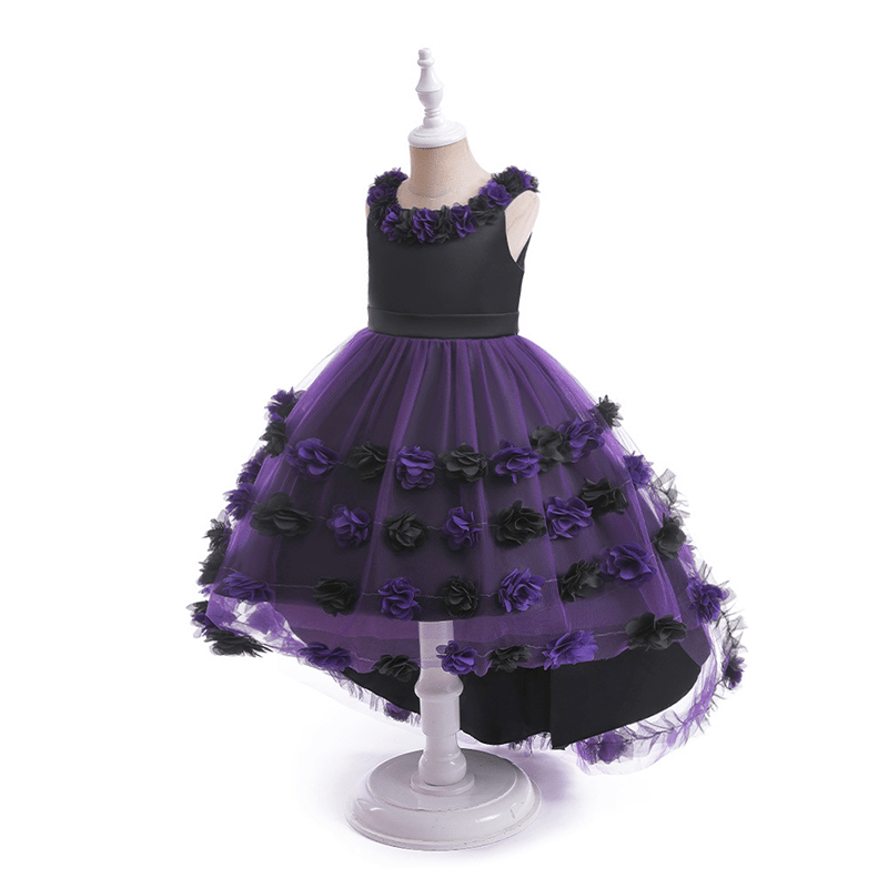 Satin & Mesh Rosette Sleeveless Mid-long Dresses - image 30