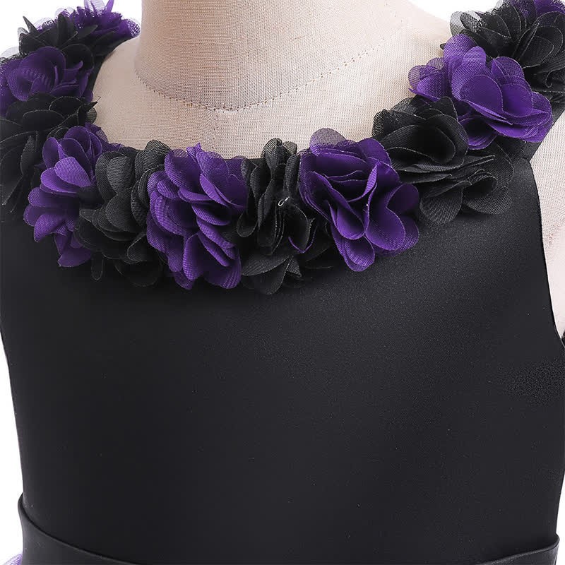 Satin & Mesh Rosette Sleeveless Mid-long Dresses - image 32