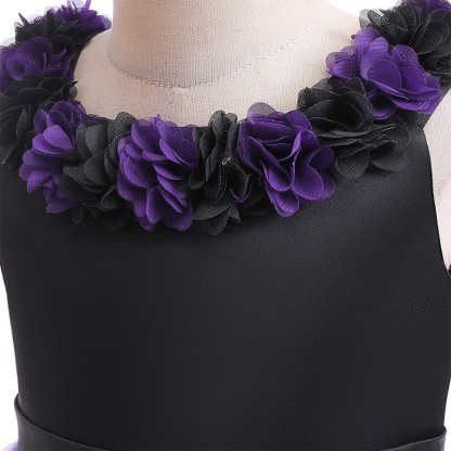 Satin & Mesh Rosette Sleeveless Mid-long Dresses - image 32