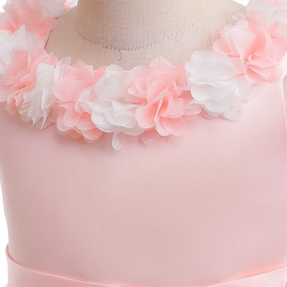 Satin & Mesh Rosette Sleeveless Mid-long Dresses - image 39