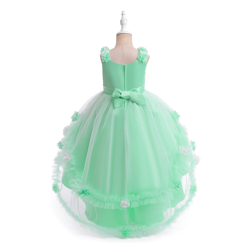 Satin & Mesh Rosette Sleeveless Mid-long Dresses - image 46