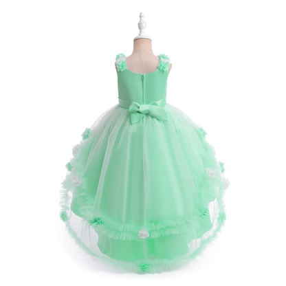 Satin & Mesh Rosette Sleeveless Mid-long Dresses - image 46