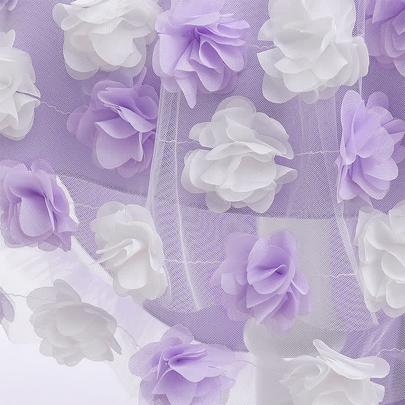 Satin & Mesh Rosette Sleeveless Mid-long Dresses - image 56